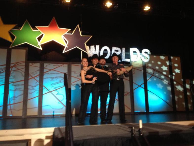 Worlds 2013 - On Stage after the ProAm while waiting for awards with all my mates and our coach