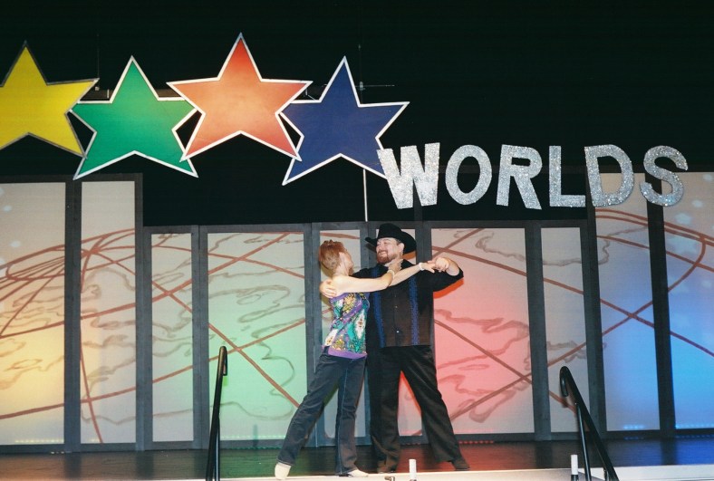 2013.01 Worlds - On stage after couples competition - in our West Coast costumes