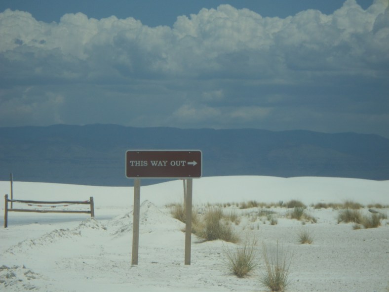 White Sands National Park -- This way out sign