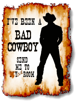 I've been a bad cowboy send me to your room c2013 TxCowboyDancer Designs. This design is available as a t-shirt on Redbubble.com