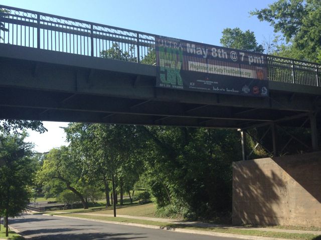 9. Aha! I've made it to the street and I'm headed toward the park. The bridge is the the old railway bridge that is now been converted to be part of Katy Trail